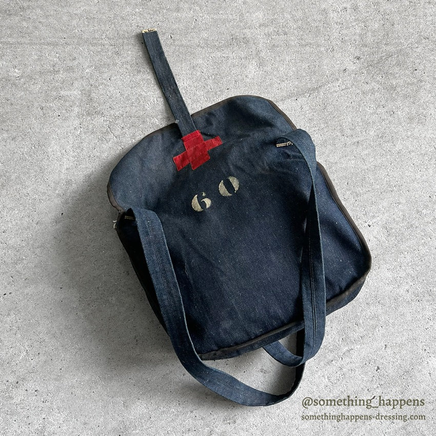 ~1940's AMERICAN RED CROSS DENIM SHOULDER DITTY BAG...
