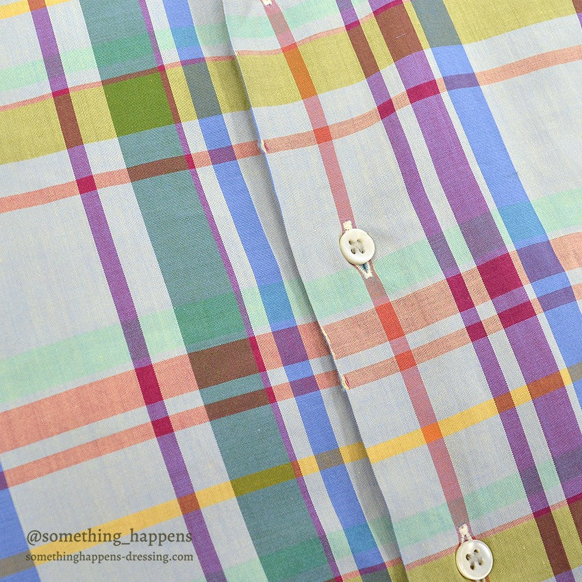 ~1980's CUZZENS PLAID COTTON DRESS SHIRT MADE IN IATLY 2 ... L