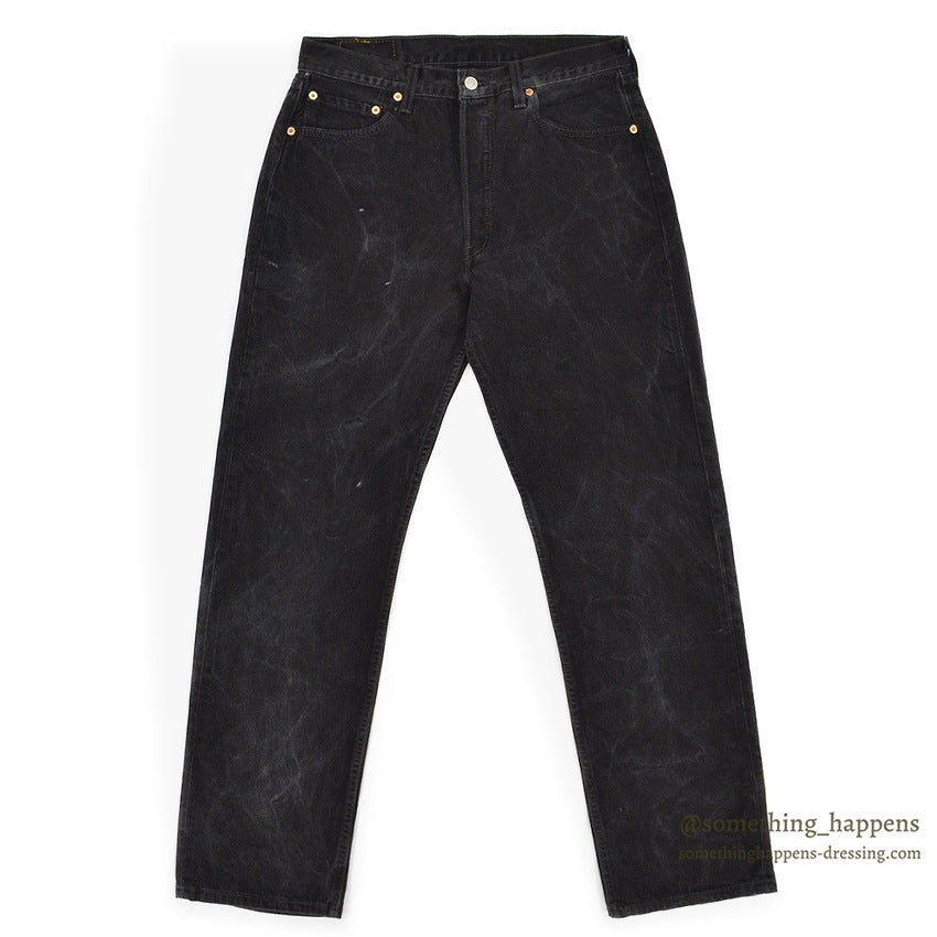 1990's Levi's 501 BLACK DENIM PANTS Made in USA SMOKY FADED... W34/L32