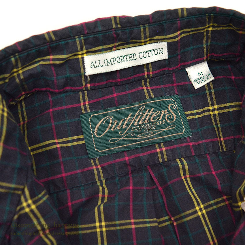 1980's OUTFITTERS IMPORTED FABLIC PLAID B/D SHIRT ... M