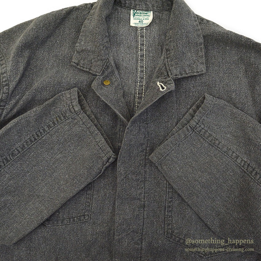1950's VOISINEL GARMENT COMPANY BLACK COVERT COVERALL ... 40
