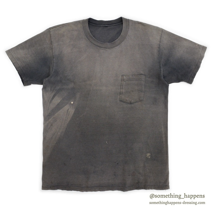 1990's BLACK FADED PLAIN POCKET T-SHIRT ...