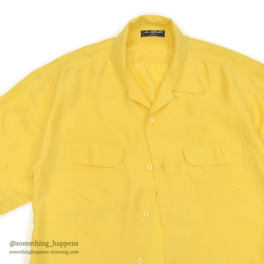 1980's~ YELLOW SILK S/S SHIRT ...