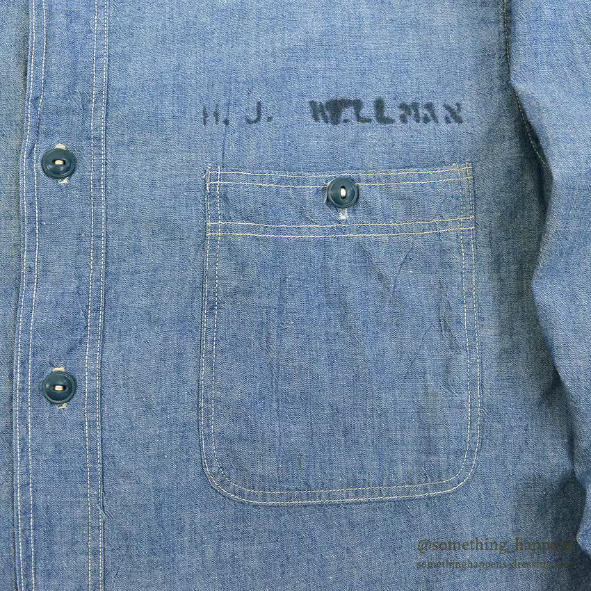 1940's~ U.S.NAVY CHAMBRAY SHIRT STENCIL ...