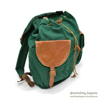 ~1980's LLBEAN GREEN CANVAS / BROWN LEATHER BACK PACK...