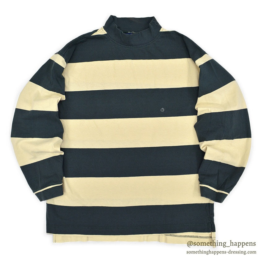 1990's DEADATOCK GAP GREEN/CREAM WIDE STRIPE COTTON L/S TEE ... S