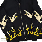 1950's OLD BLACK COWICHAN SWEATER DUCKS AND FLOWERS...