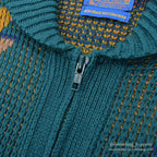 ~1980's PENDLETON NATIVE PATTERN ZIP-UP WOOL CARDIGAN... M