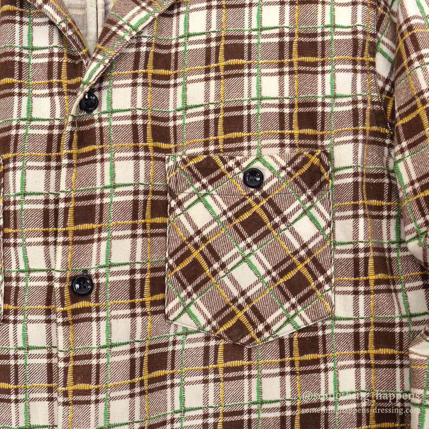 1950's OLD COTTON PRINT FLANNEL SHIRT...