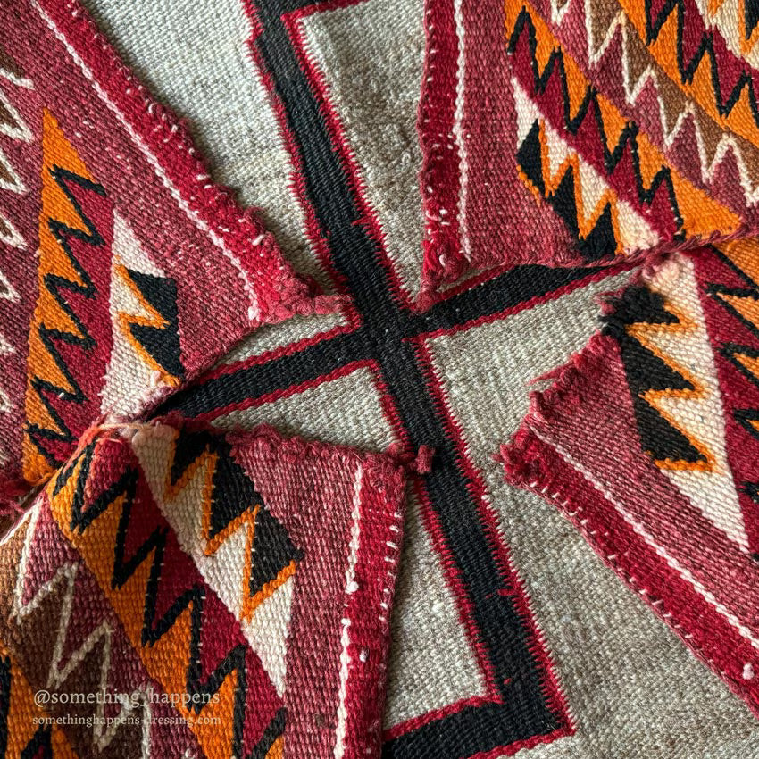 c.1900's NAVAJO RUG WHIRLING LOG SADDLE BLANKET ... 91cm/69cm