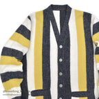 1960's STRIPED YELLOW/WHITE/GRAY KNIT CARDIGAN ...