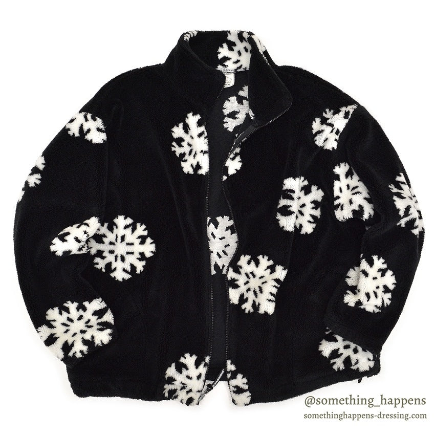 BLACK MOUNTAIN SNOW FLAKE PATTERN FLEECE JACKET...L