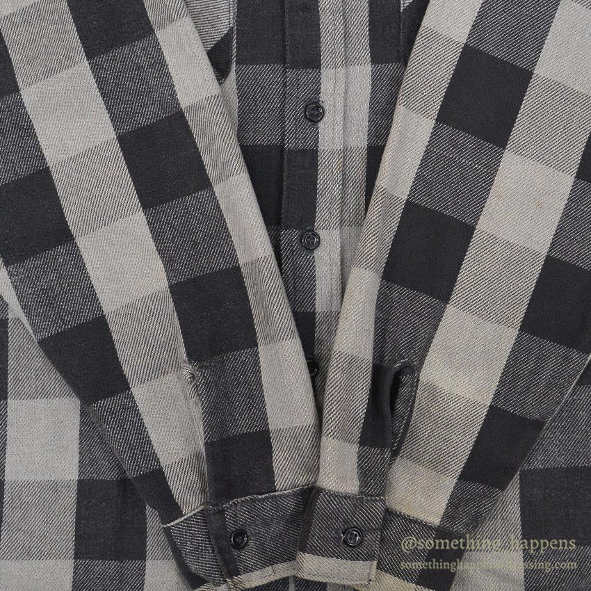 ~1980's FIVE BROTHER HEAVY FLANNEL SHIRT BLACK/GRAY ... XL