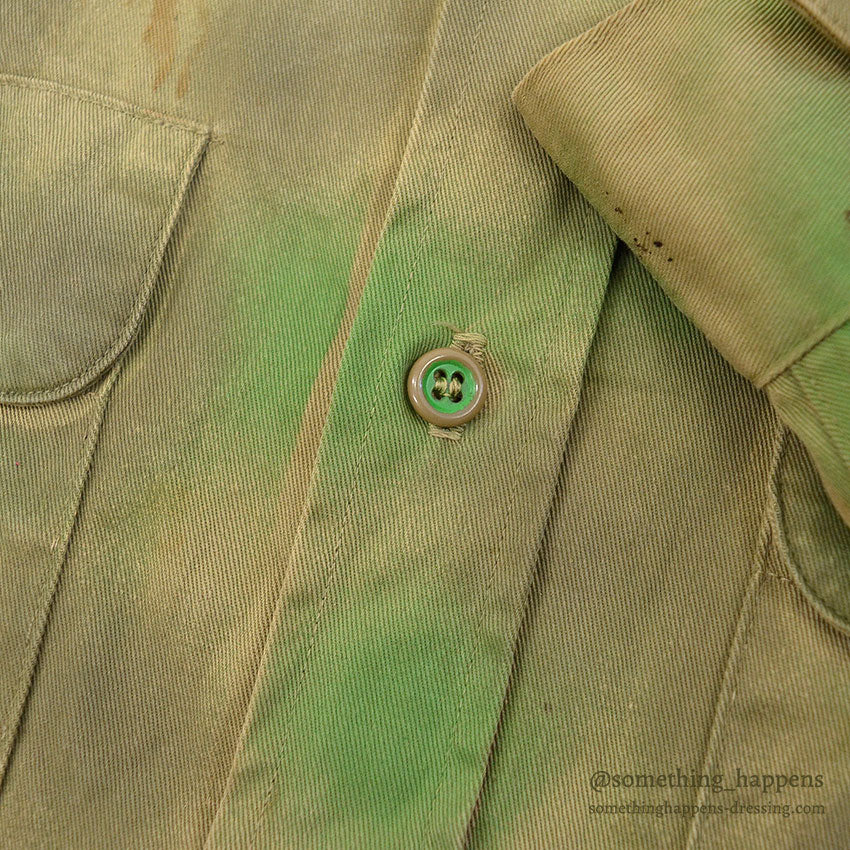 1960's DUBBLE WARE HAND PAINT CAMO SHIRT ... 16 1/2