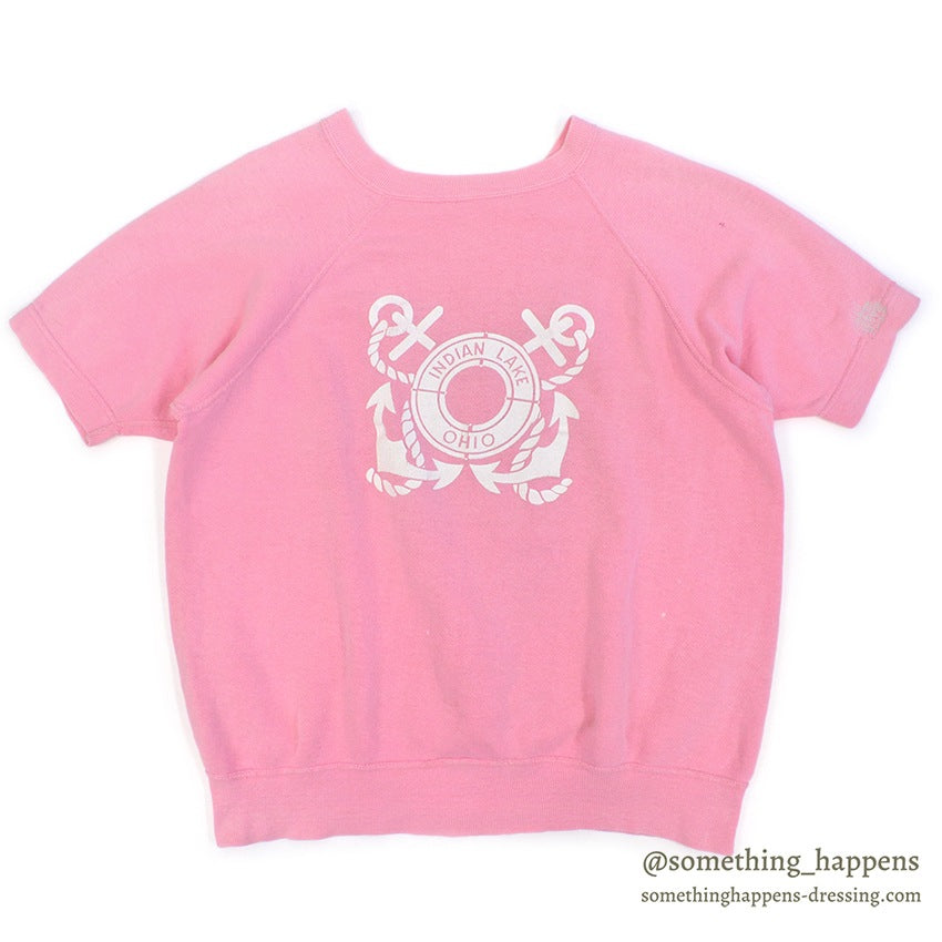 1960's INDIAN LAKE OHIO S/S SWEAT SHIRT / PINK...