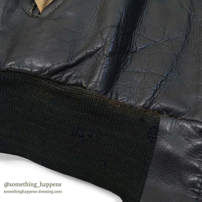 1950's HORSEHIDE ALL BLACK LEATHER SPORT JACKET / RARE DETAIL ...