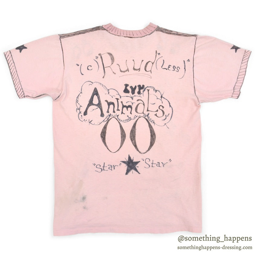 1960's TOWNCRAFT HAND DRAWING T-SHIRT / PINK...M