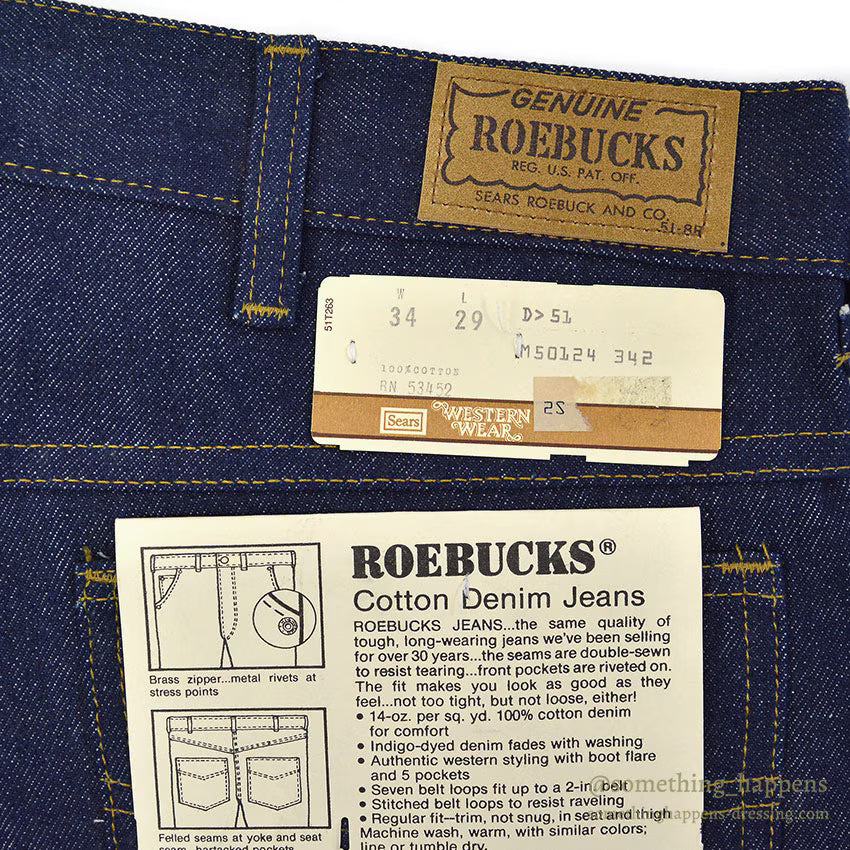 1970's~ DEADSTOCK ROEBUCKS DENIM PANTS ... W34/L29