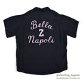 1960's TEN STRIKE BY KING LOUIE NAPOLI BOWLING SHIRT / BLACK & PINK ... ML