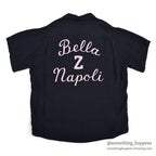 1960's TEN STRIKE BY KING LOUIE NAPOLI BOWLING SHIRT / BLACK & PINK ... ML