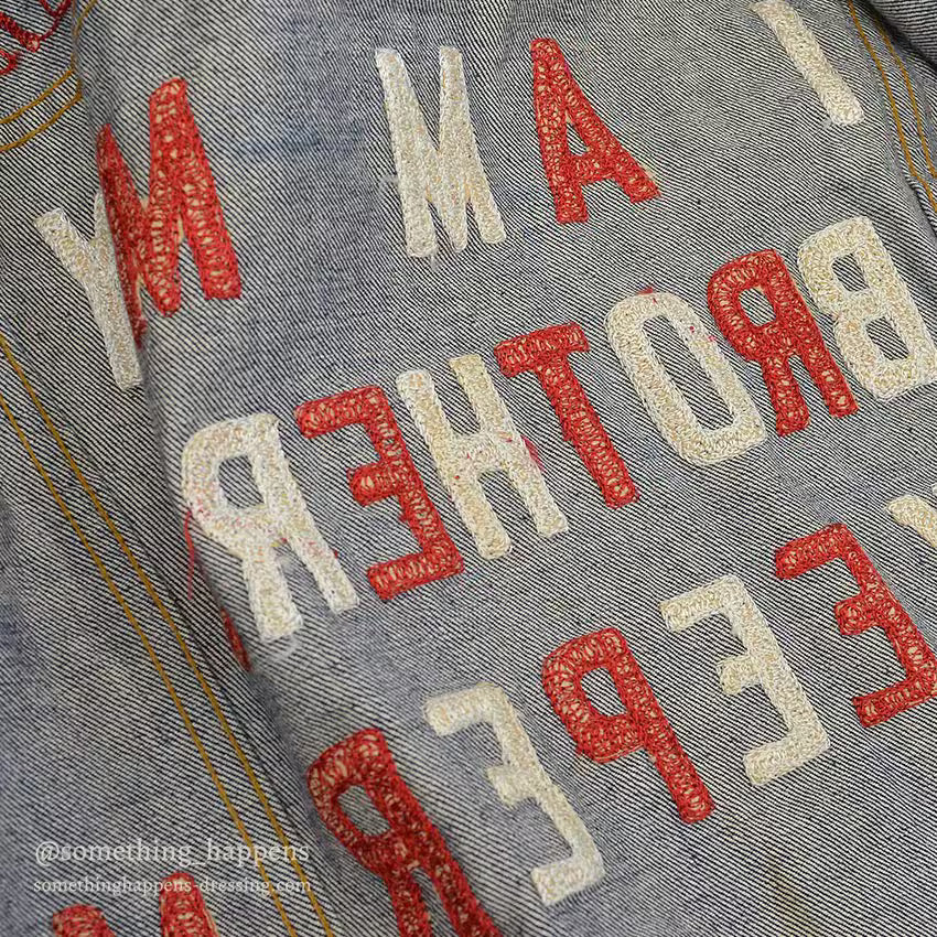 1960's~ LEVI'S 70505-0217 BIGE POW MIA EMBROIDERED DENIM JACKET / SPECIAL...