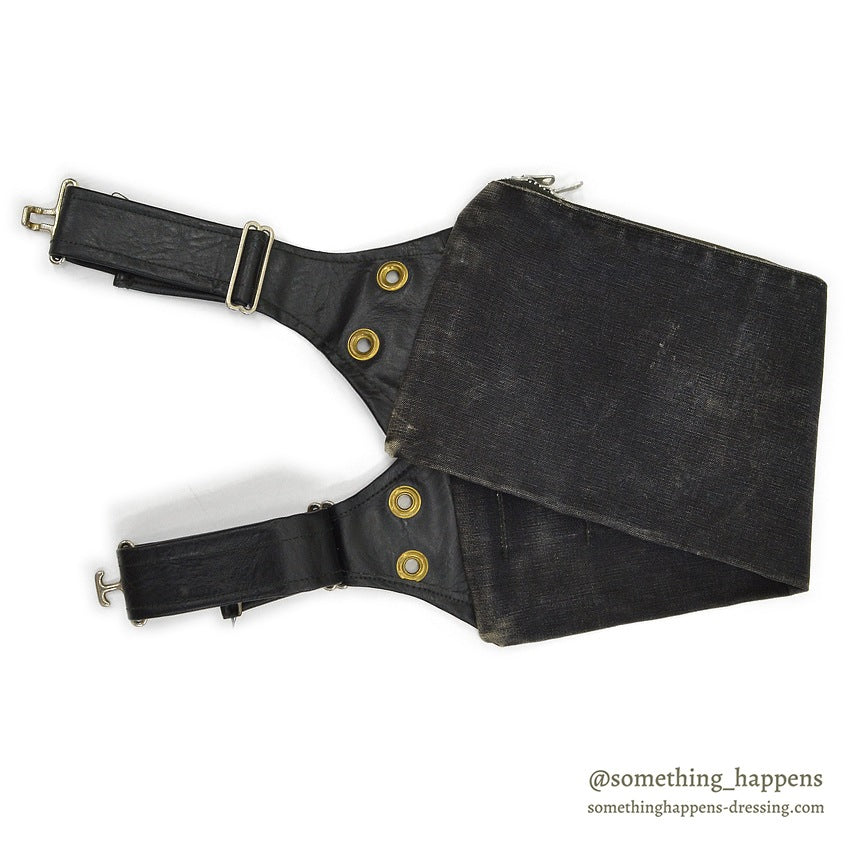 ~1970's OLD BLACK COTTON / LEATHER HUNTING BAG...