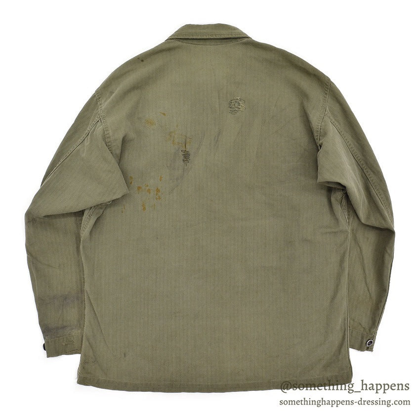 1940's U.S.ARMY WW2 M-43 HBT JACKET / UNUSUAL METAL BUTTON ... 38R