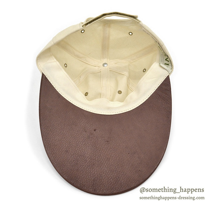 1990's ORVIS CANVAS / LEATHER LONG BILL FISHING CAP / NO LOGO...
