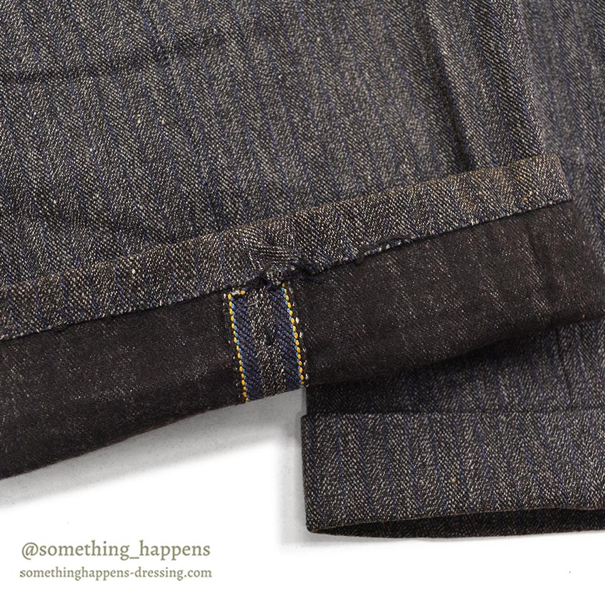 c.1940 DEADSTOCK OLD COTTON STRIPE WORK PANTS / ESSEX TROUSERS ... W33/L31