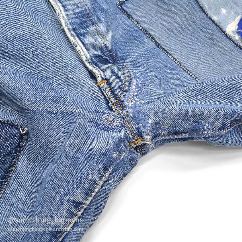 1960's LEVI'S 501 BIGE PATCHWORK / PERSONALIZED REPAIR ... W37/L29