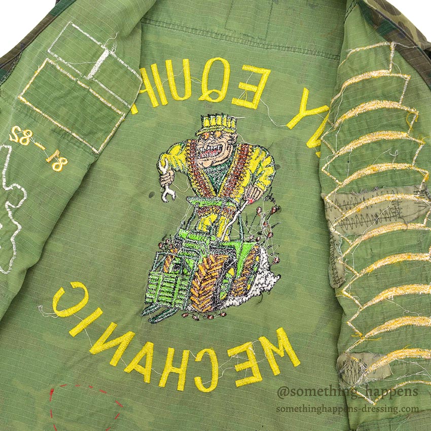 ~1980's USMC OKINAWA EMBROIDERY TOUR VEST / HEAVY EQUIPMENT MECHANIC...
