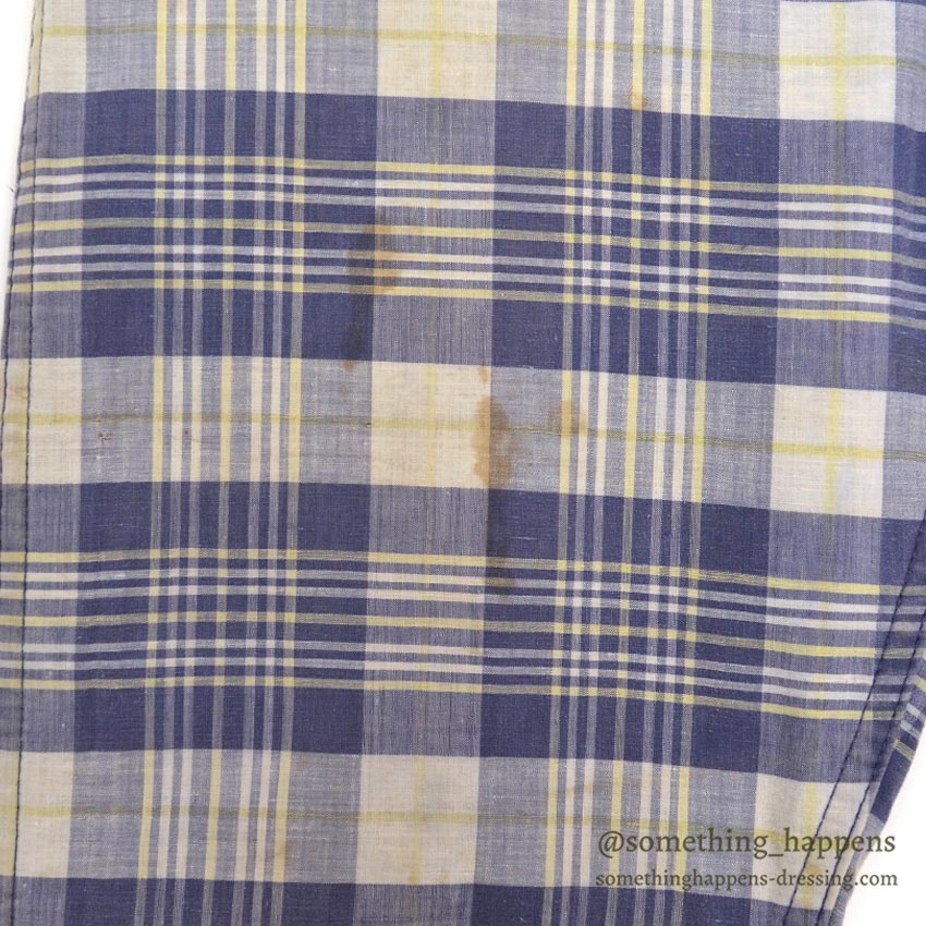 1960's INDIA MADRAS 5 POCKETS COTTON PANTS / TAPERED LEG ... W35/L29
