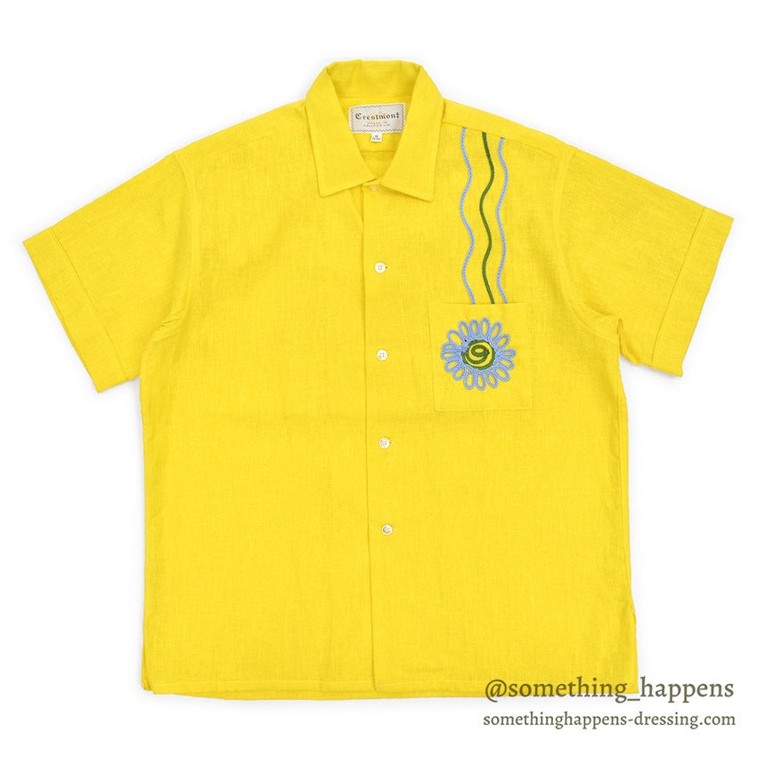 1960's DEADSTOCK CRESTMONT FLOWER EMBROIDERY S/S SHIRT ... M