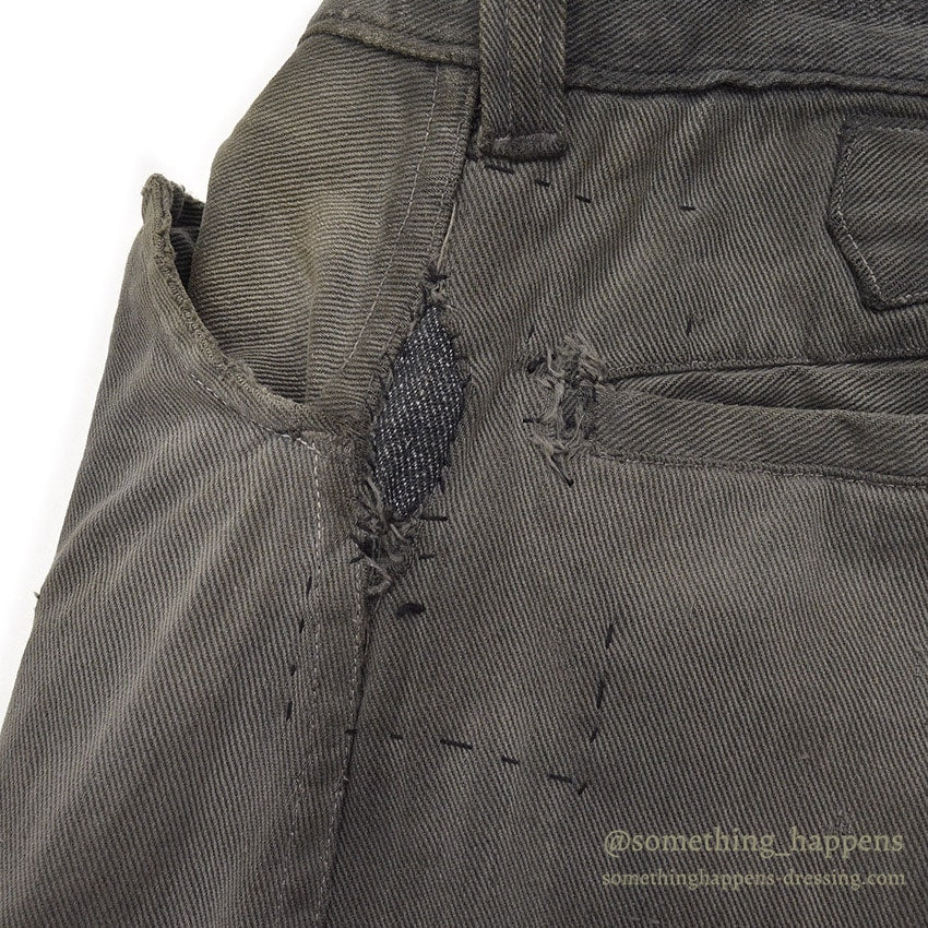 1930's BLACK FRISCO PANTS BACKLE BACK / HEAVY COTTON... W31/L29
