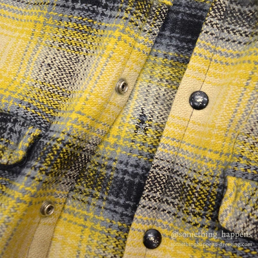 1940's~ YELLOW / BLACK PLAID DOUBLE MACKINAW WOOL JACKET / VERY RARE COLOR ...