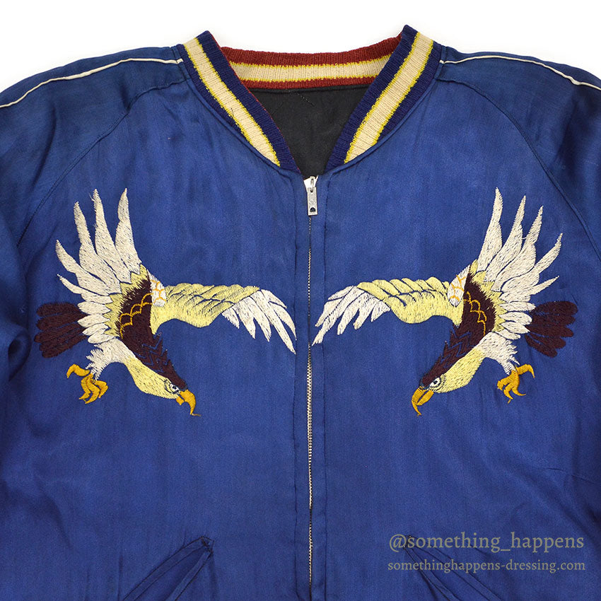 1950s JAPAN SOUVENIR JACKET (Sukajan) - Tiger Face, Mount Fuji, Eagle, Mitsuwa Zipper...