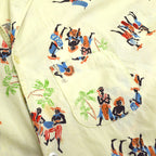 60's Sportswear Black Print Italian Collar Aloha Shirt...