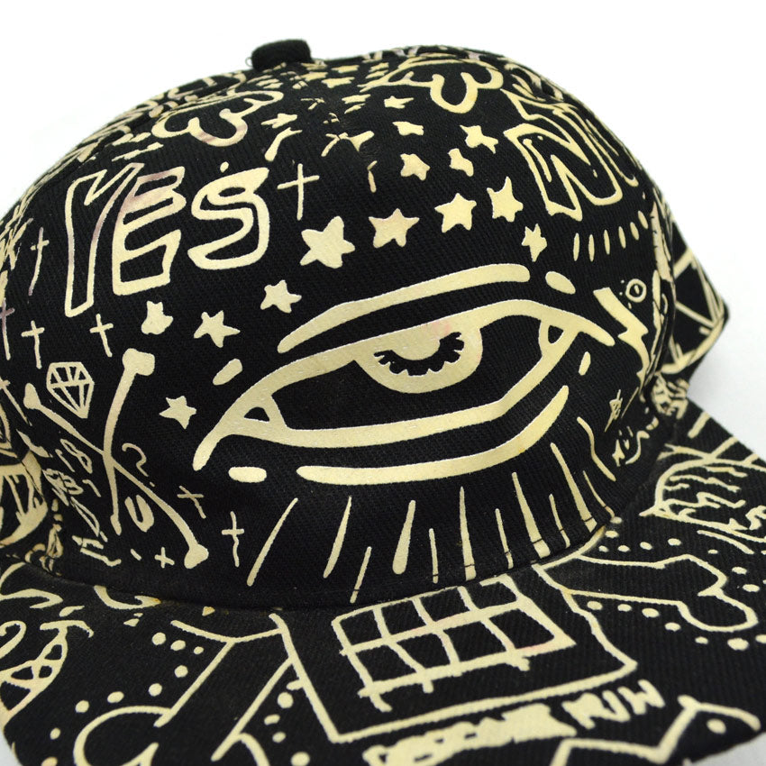 90's- YES NO EYE ART Glow-in-the-Dark Print Cap...