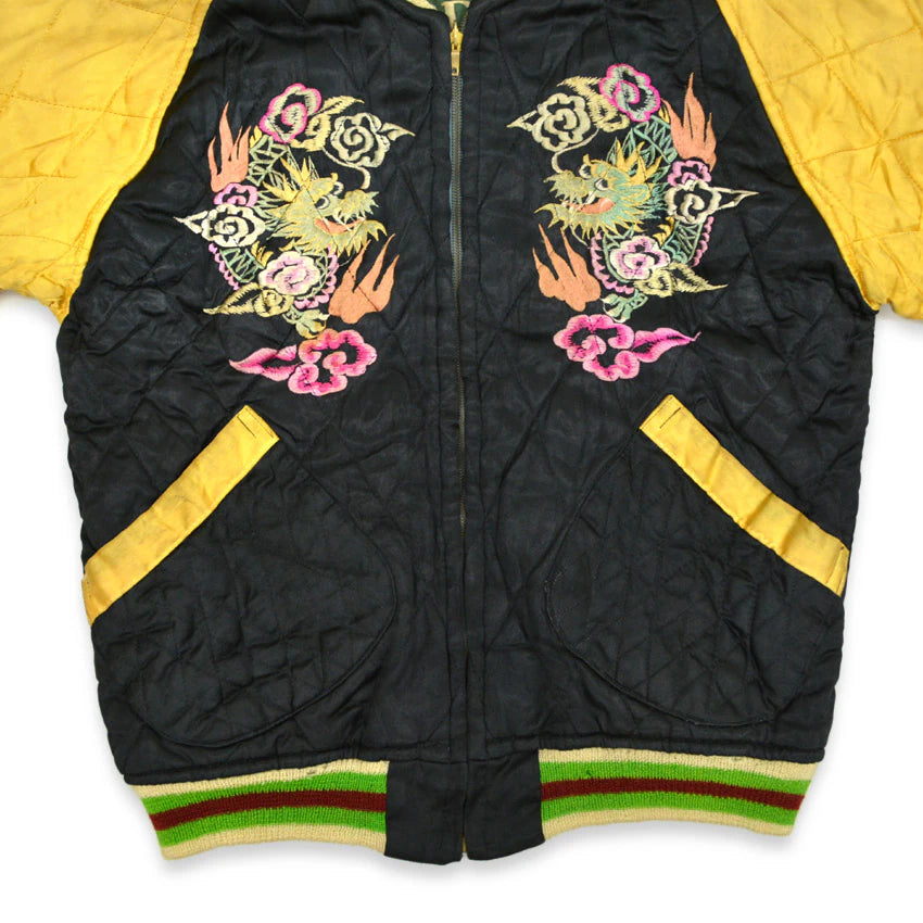 1940s- JAPAN SOUVENIR JACKET (Sukajan) with double-sided patch pockets and TOYO zipper...