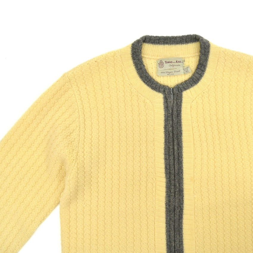 60's TOWNE AND KING, LTD California Zip Up Wool Sweater ... 40