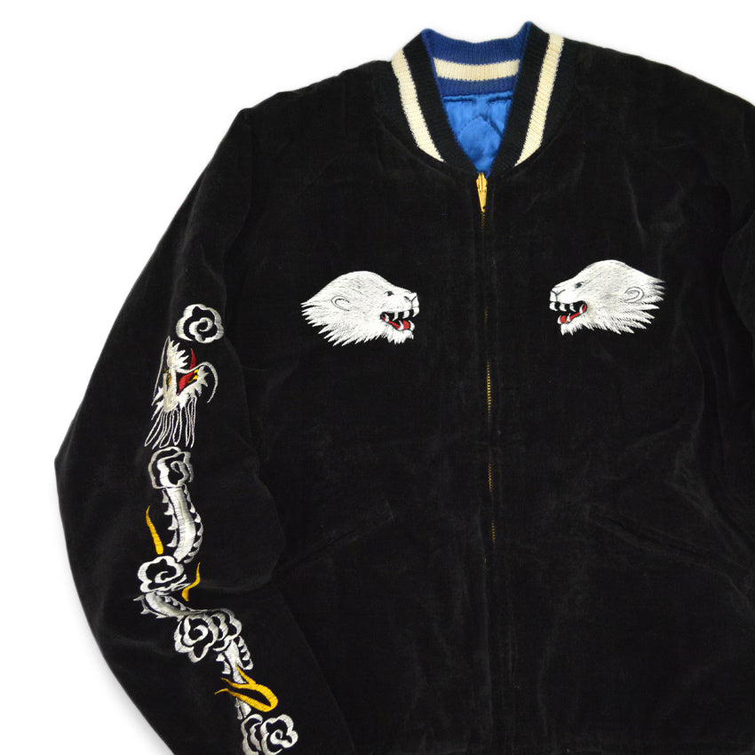 1950s THULE GREENLAND SOUVENIR JACKET (Sukajan, black velvet)...