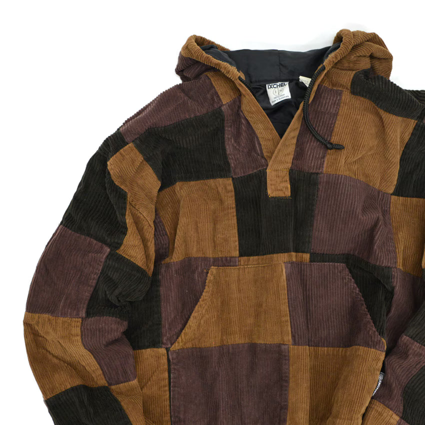 ~1990's IXCHEL CORDUROY PATCHWORK PULLOVER HOODIE... L