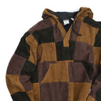~1990's IXCHEL CORDUROY PATCHWORK PULLOVER HOODIE... L