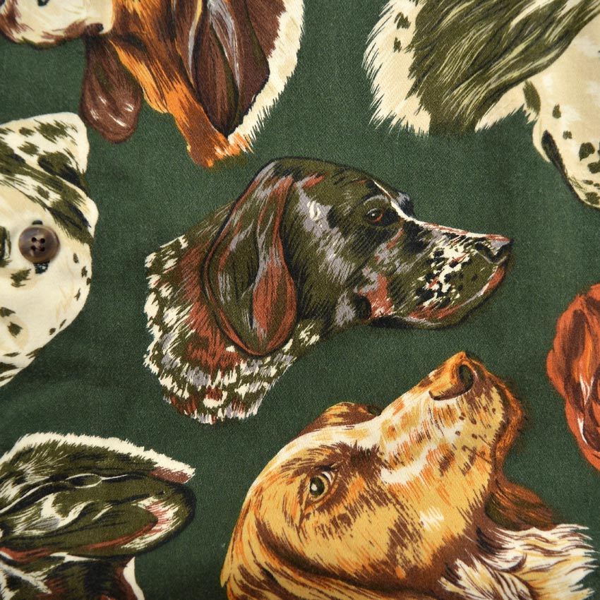 1980's BANANA REPUBLIC SAFARI & TRAVEL DOG ​​PRINT SHIRT...S