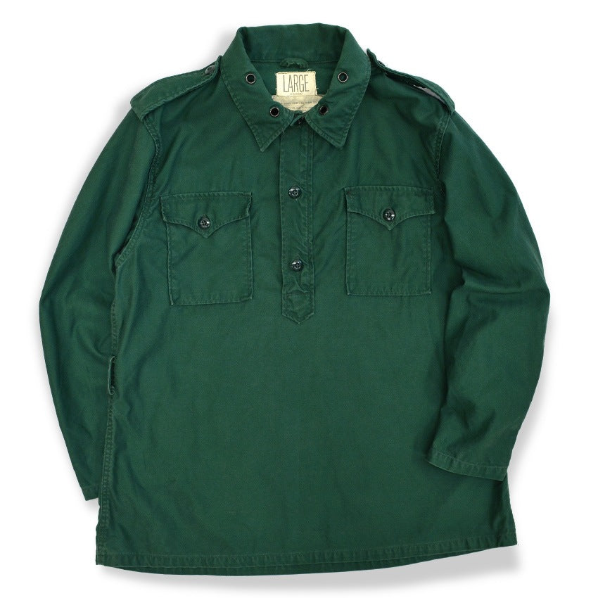 1960's~ USARMY SHIRT, AGGRESSOR COTTON SATEEN GREEN SHADE 255... L