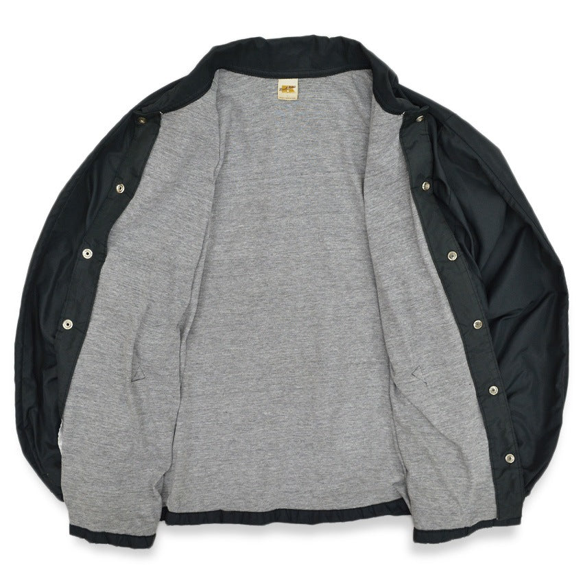 1970's~ RUSSELL ALL BLACK COACH JACKET... L