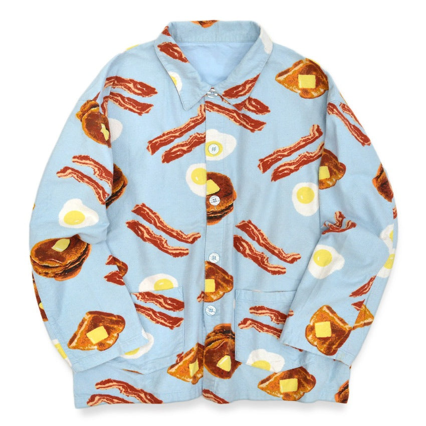 1990's~ BREAKFAST FLANNEL PAJAMA SHIRT...