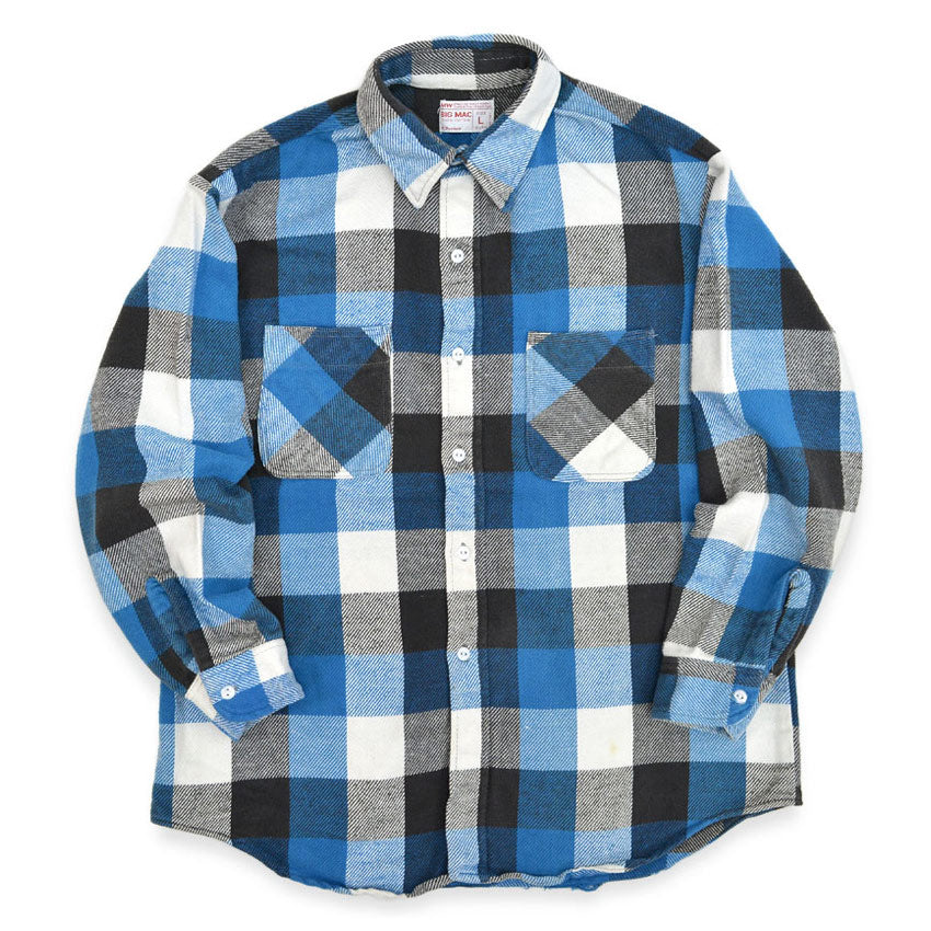 1970's~ BIGMAC BLOCK PLAID FLANNEL SHIRT... LARGE