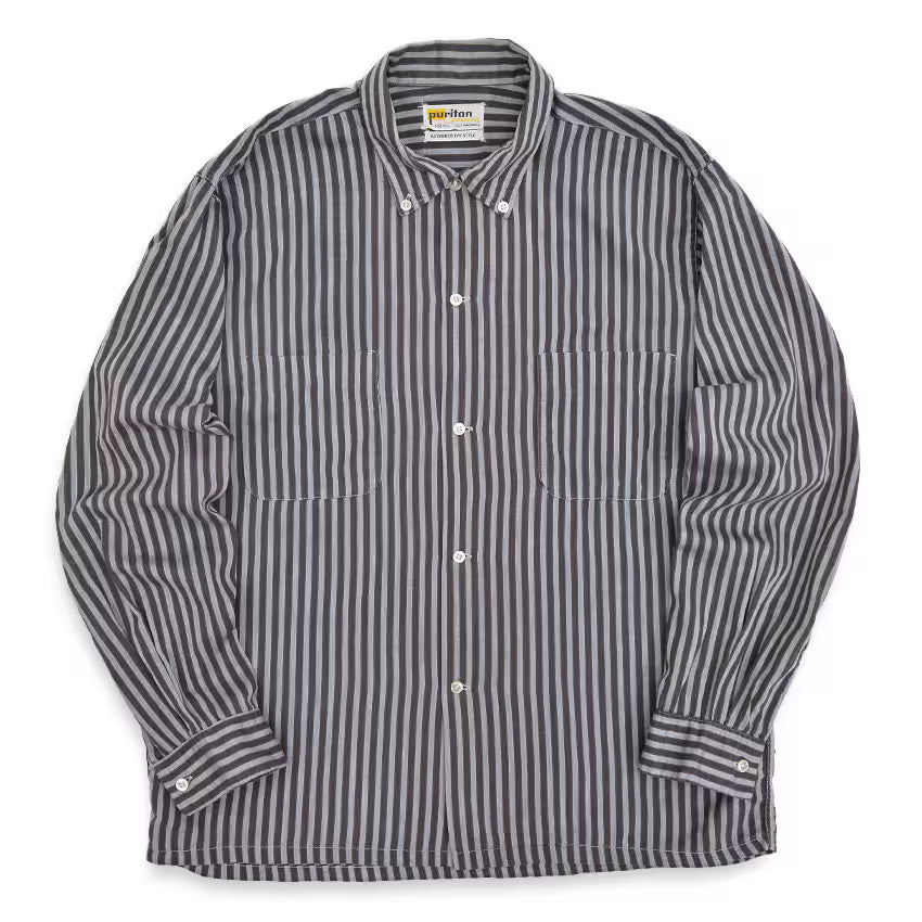 1960's PURITAN AUTHENTIC IVY STYLE STRIPE B/D SHIRT ... M