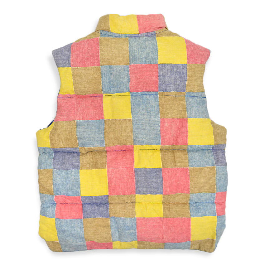 〜1980's PRINT PATCHWORK REVERSIBLE GOOSE DOWN VEST ...